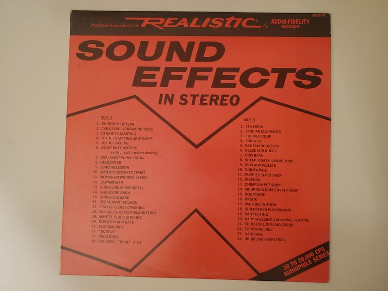 Unknown (Produced for Realistic by Audio Fidelity Records) Sound Effects In Stereo vinyl record